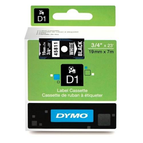 Dymo Etiketter vit på svart (45811 / S0720910), 19mm, laminated