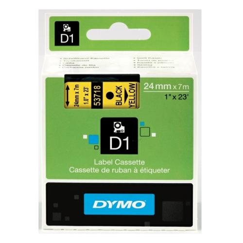 Dymo Etiketter svart på gul (53718 / S0720980), 24mm, laminated
