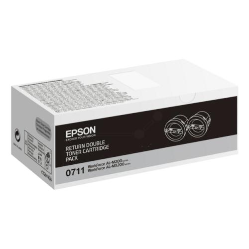 Epson Toner svart (C13S050711 / 0710) (Tvåpack, Return, hög kapacitet)