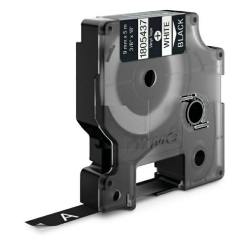 Dymo Vinylband vit på svart (1805437), 9mm, laminated