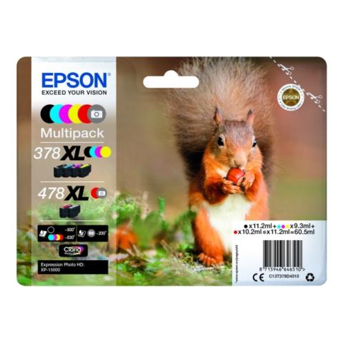 Epson Bläckpatron svart / cyan / magenta / gul / röd / grå (C13T379D4010 / 378XL478XL) (multipack, hög kapacitet)