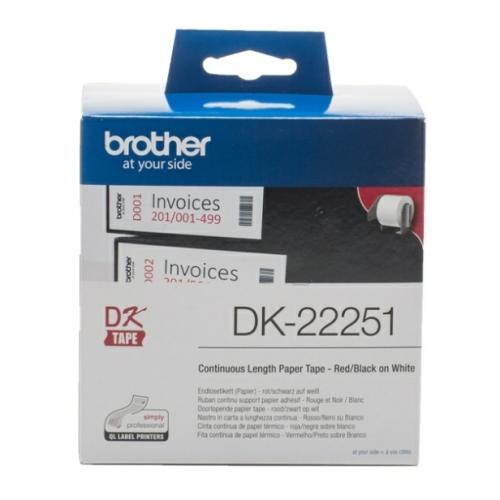 Brother Etiketter röd / svart på vit (DK22251), 62mm