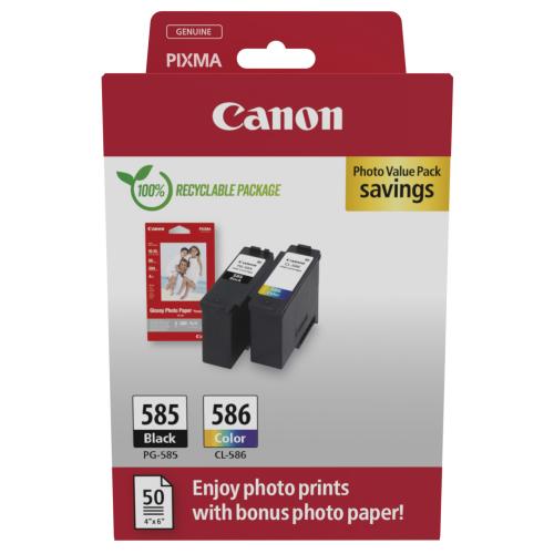 Canon Bläckpatron / Fotopapper svart / färg (6205C004 / PG585CL586) (Tvåpack, multipack)